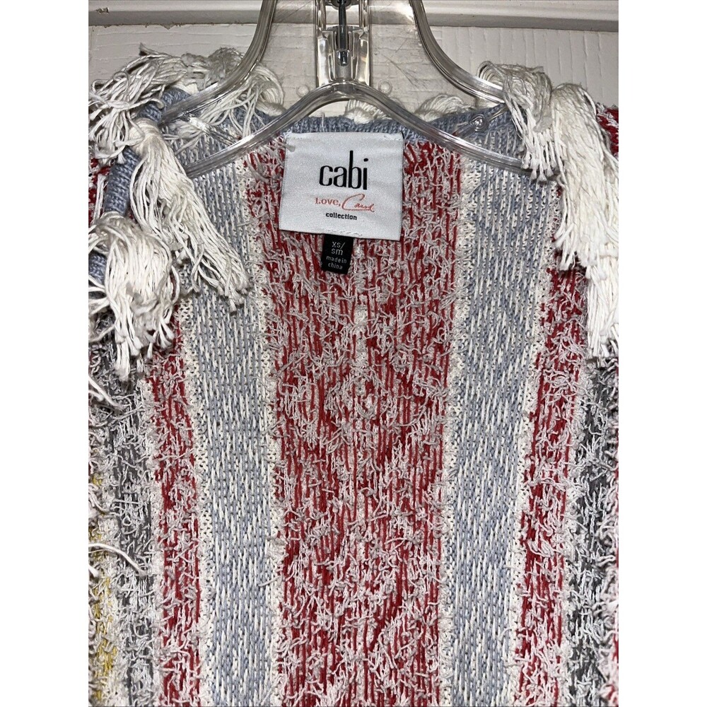 CAbi #5001 Siesta Poncho Fringe Sweater Cardigan XS/Small Colorful Boho - Picture 4 of 7